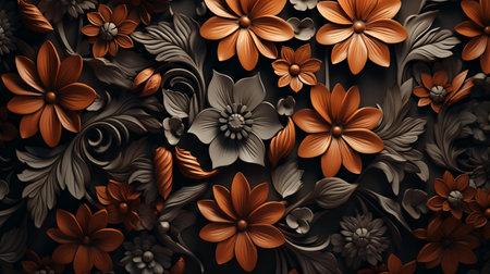 3d illustration of abstract flowers, floral background, floral design.の素材