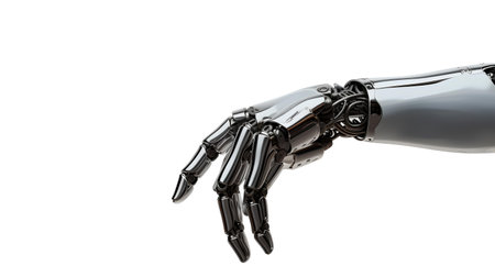 Robot hand isolated on white background. 3d rendering. Humanoid robotの素材