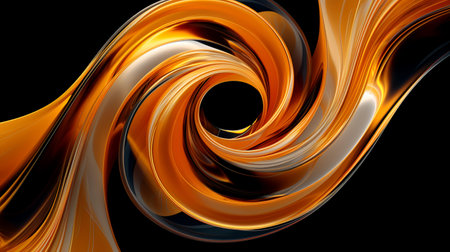 abstract orange and black background with smooth flowing lines, 3d illustrationの素材