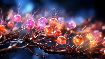 3d illustration of neurons in the brain, nervous system, brain cellの素材