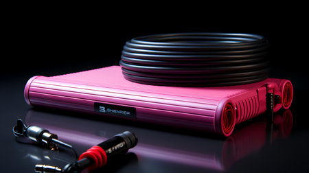 pink headphones on a black background, close-up, macroの素材