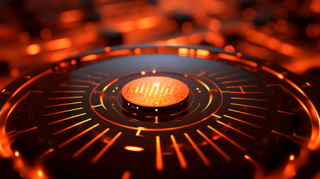 Close up view of a futuristic virtual interface. 3D rendering.の素材