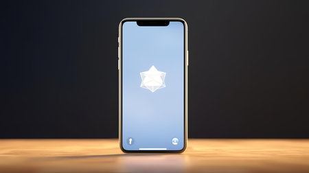 Smartphone with a star icon on the screen. 3d renderingの素材