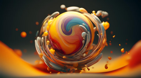 3d rendering of abstract background with colorful spheres in empty space.の素材