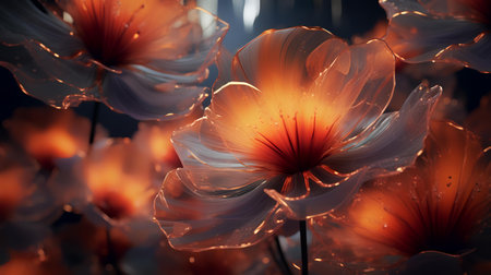 Beautiful flowers in the garden. 3d rendering, 3d illustration.の素材