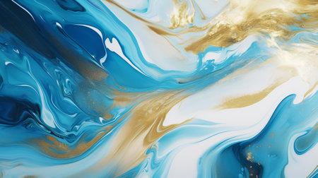 Marble abstract background. Blue and gold marble pattern. Fluid art.の素材