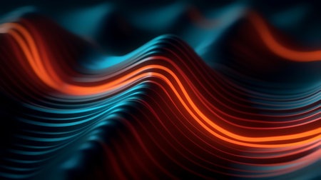 3d rendering of abstract background with smooth wavy lines in darkの素材
