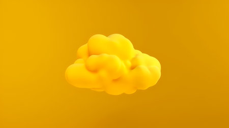 Cloud on a yellow background. 3d rendering, 3d illustration.の素材