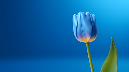 Blue tulip on a blue background. 3d rendering, 3d illustration.の素材