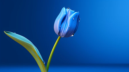 Blue tulip on a blue background. 3d rendering, 3d illustration.の素材