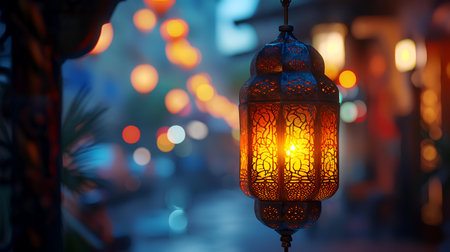 Lanterns in the city at night. Ramadan Kareem.の素材