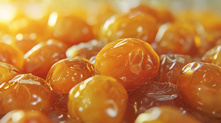close up of candied cherry on wooden table, shallow depth of fieldの素材