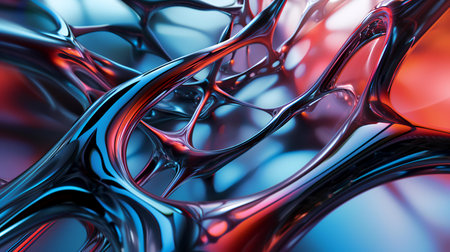 3d rendering of abstract wavy surface in red and blue colorsの素材
