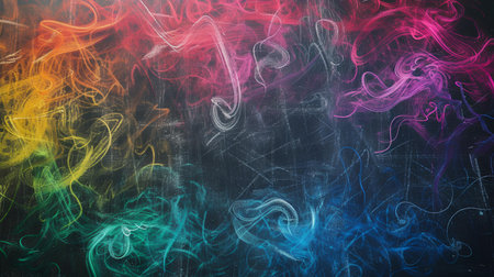 Colorful smoke on the blackboard. Abstract background. Art.の素材