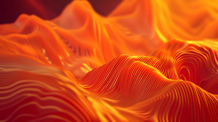 Abstract 3d rendering of wavy surface. Futuristic background with dynamic waves and lines.の素材