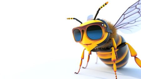 3d render of a bee on white background with space for textの素材