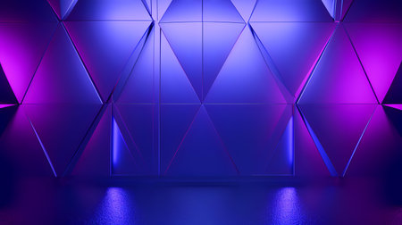 3d rendering of abstract background with geometric shapes in purple and blue colorsの素材