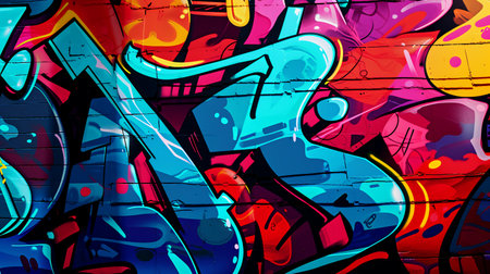 Graffiti on the wall background, urban street art style, vector illustration.の素材