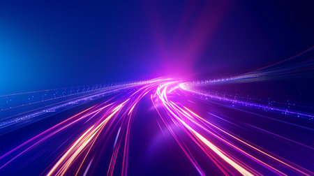 abstract background of fast moving cars with high speed and light trailsの素材