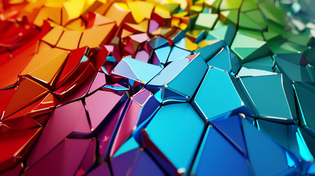 Abstract 3d rendering of chaotic polygonal surface. Futuristic background with geometric shapes.の素材