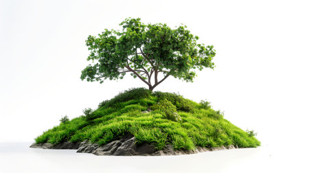 Green tree isolated on a white background. 3d render illustration.の素材
