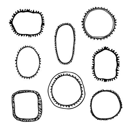 Hand drawn frame. Vector digital frame Child sketch style modern doodle. Kids clip art. . Vector illustrationのイラスト素材