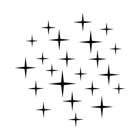 Shine background. Sparkles isolated on white. Black vector stars. . Vector illustrationのイラスト素材