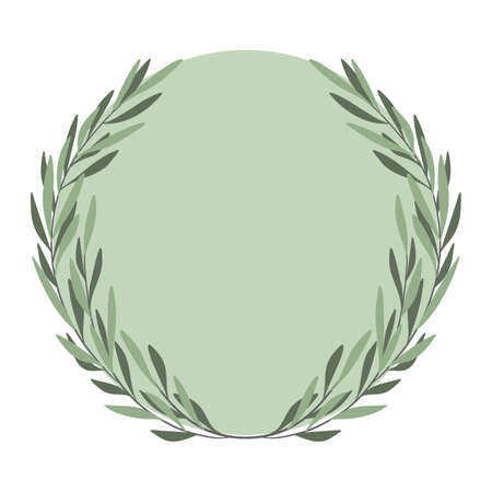 Olive wreath vector. Green hand drawing round frame. Olive branches background. Vector illustrationのイラスト素材