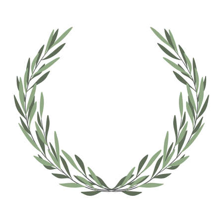 Olive tree border. Vector element. Olive frame vector. Olive branch wreath. Hand drawn natural vector frame. Vector illustrationのイラスト素材