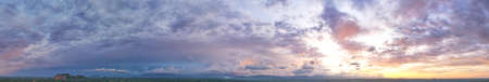 Beautiful panoramic sunset sky and clouds, Twilight cloudscape, Air clouds in the blue sky...