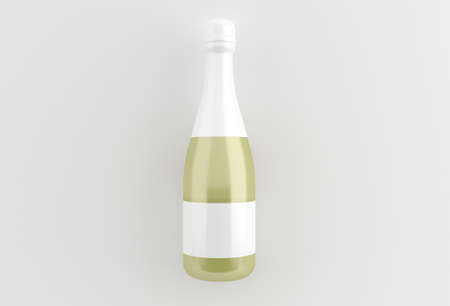 Champange bottle mockup. 3d rendering champange bottle image.3d champange bottle template isolated on soft color backgroundの写真素材