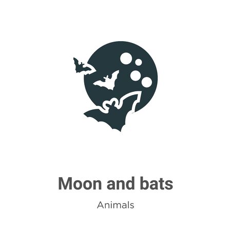 Moon and bats vector icon on white background. Flat vector moon and bats icon symbol sign from modern animals collection for mobile concept and web apps design.のイラスト素材