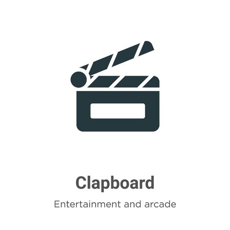 Clapboard vector icon on white background. Flat vector clapboard icon symbol sign from modern entertainment and arcade collection for mobile concept and web apps design.のイラスト素材
