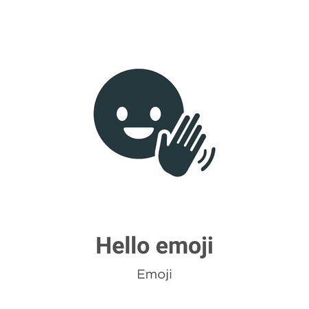 Hello emoji vector icon on white background. Flat vector hello emoji icon symbol sign from modern emoji collection for mobile concept and web apps design.のイラスト素材