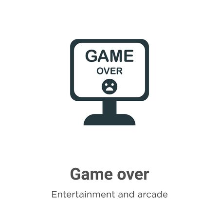 Game over vector icon on white background. Flat vector game over icon symbol sign from modern entertainment and arcade collection for mobile concept and web apps design.のイラスト素材