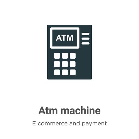 Atm machine vector icon on white background. Flat vector atm machine icon symbol sign from modern e commerce and payment collection for mobile concept and web apps design.のイラスト素材