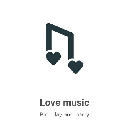 Love music vector icon on white background. Flat vector love music icon symbol sign from modern birthday and party collection for mobile concept and web apps design.のイラスト素材