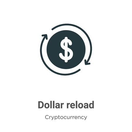 Dollar reload vector icon on white background. Flat vector dollar reload icon symbol sign from modern cryptocurrency collection for mobile concept and web apps design.のイラスト素材