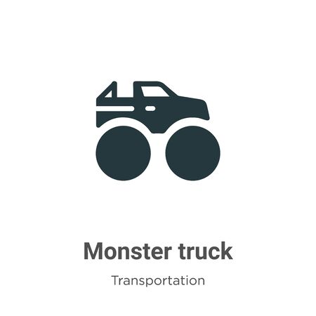 Monster truck vector icon on white background. Flat vector monster truck icon symbol sign from modern transportation collection for mobile concept and web apps design.のイラスト素材