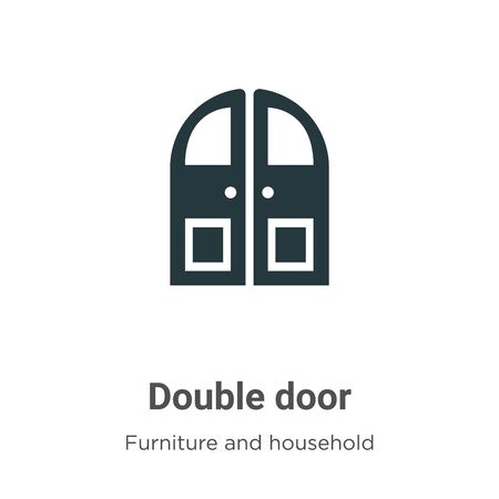 Double door vector icon on white background. Flat vector double door icon symbol sign from modern furniture and household collection for mobile concept and web apps design.のイラスト素材