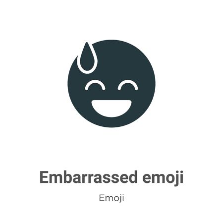 Embarrassed emoji vector icon on white background. Flat vector embarrassed emoji icon symbol sign from modern emoji collection for mobile concept and web apps design.のイラスト素材