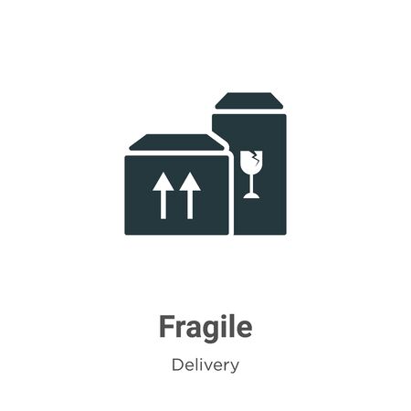 Fragile vector icon on white background. Flat vector fragile icon symbol sign from modern delivery collection for mobile concept and web apps design.のイラスト素材