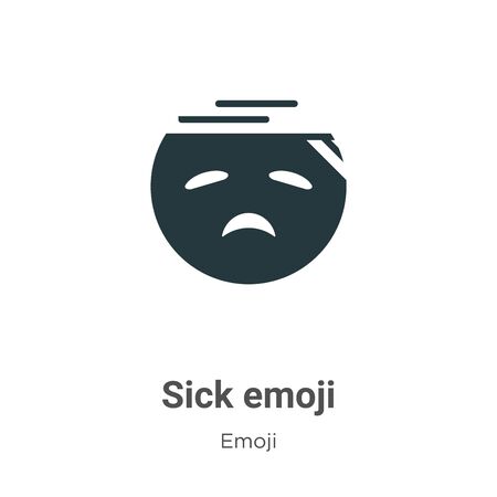 Sick emoji vector icon on white background. Flat vector sick emoji icon symbol sign from modern emoji collection for mobile concept and web apps design.のイラスト素材