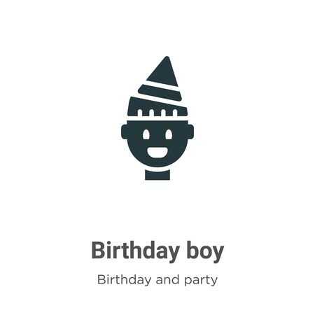 Birthday boy vector icon on white background. Flat vector birthday boy icon symbol sign from modern birthday and party collection for mobile concept and web apps design.のイラスト素材