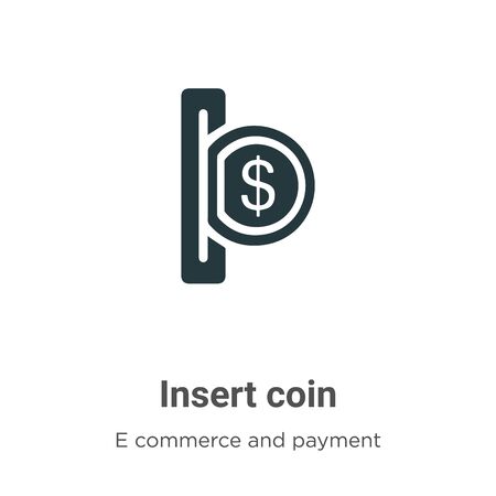 Insert coin vector icon on white background. Flat vector insert coin icon symbol sign from modern e commerce and payment collection for mobile concept and web apps design.のイラスト素材
