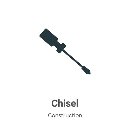 Chisel vector icon on white background. Flat vector chisel icon symbol sign from modern construction collection for mobile concept and web apps design.のイラスト素材