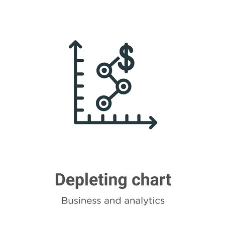 Depleting chart vector icon on white background. Flat vector depleting chart icon symbol sign from modern business and analytics collection for mobile concept and web apps design.のイラスト素材
