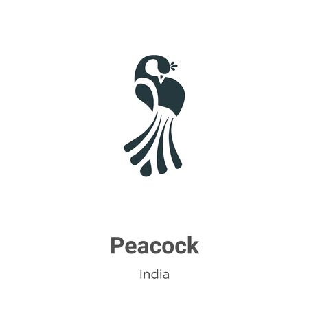 Peacock vector icon on white background. Flat vector peacock icon symbol sign from modern india collection for mobile concept and web apps design.のイラスト素材