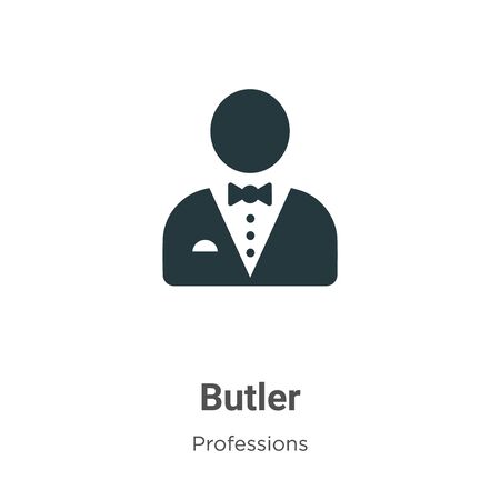 Butler vector icon on white background. Flat vector butler icon symbol sign from modern professions collection for mobile concept and web apps design.のイラスト素材