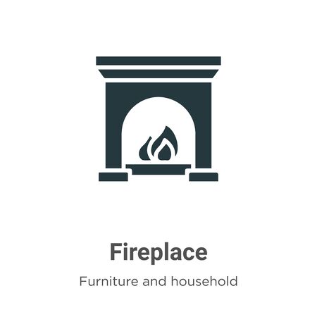 Fireplace vector icon on white background. Flat vector fireplace icon symbol sign from modern furniture and household collection for mobile concept and web apps design.のイラスト素材